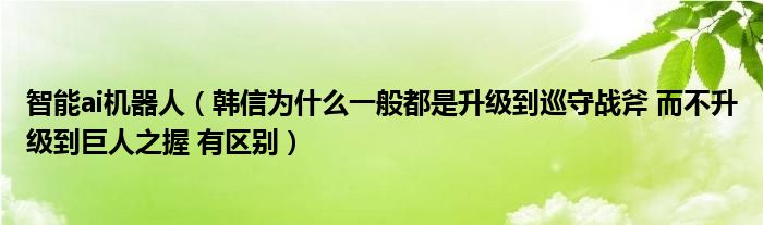 智能ai机器人（韩信为什么一般都是升级到巡守战斧 而不升级到巨人之握 有区别）