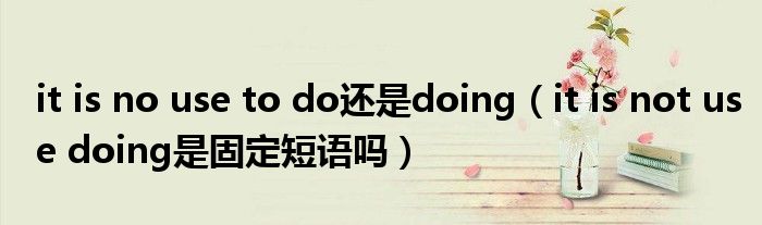 it is no use to do还是doing（it is not use doing是固定短语吗）