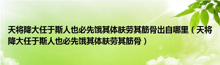 天将降大任于斯人也必先饿其体肤劳其筋骨出自哪里（天将降大任于斯人也必先饿其体肤劳其筋骨）