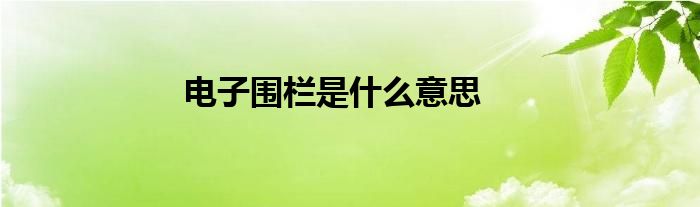 电子围栏是什么意思