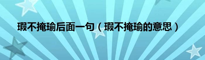 瑕不掩瑜后面一句（瑕不掩瑜的意思）