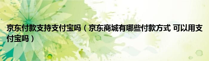 京东付款支持支付宝吗（京东商城有哪些付款方式 可以用支付宝吗）