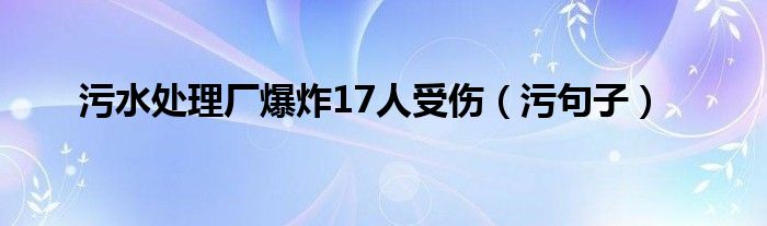 污水处理厂爆炸17人受伤（污句子）