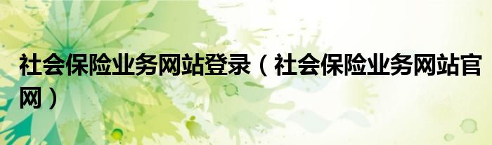 社会保险业务网站登录（社会保险业务网站官网）