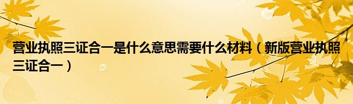 营业执照三证合一是什么意思需要什么材料（新版营业执照三证合一）