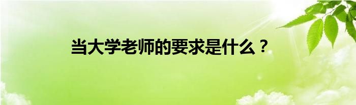 当大学老师的要求是什么？