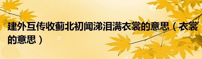 建外互传收蓟北初闻涕泪满衣裳的意思（衣裳的意思）