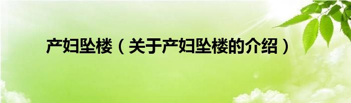 产妇坠楼（关于产妇坠楼的介绍）