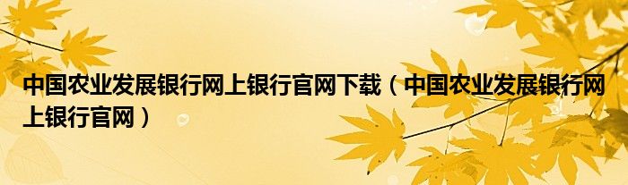 中国农业发展银行网上银行官网下载（中国农业发展银行网上银行官网）