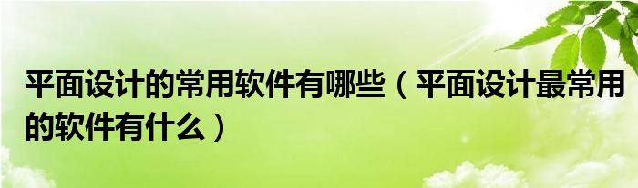 平面设计的常用软件有哪些（平面设计最常用的软件有什么）