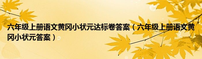 六年级上册语文黄冈小状元达标卷答案（六年级上册语文黄冈小状元答案）