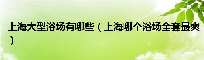 上海大型浴场有哪些（上海哪个浴场全套最爽）