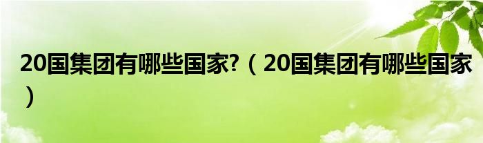 20国集团有哪些国家?（20国集团有哪些国家）