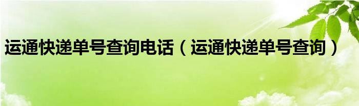 运通快递单号查询电话（运通快递单号查询）