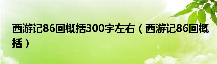 西游记86回概括300字左右（西游记86回概括）