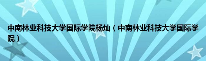 中南林业科技大学国际学院杨灿（中南林业科技大学国际学院）