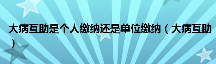 大病互助是个人缴纳还是单位缴纳（大病互助）