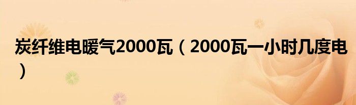 炭纤维电暖气2000瓦（2000瓦一小时几度电）