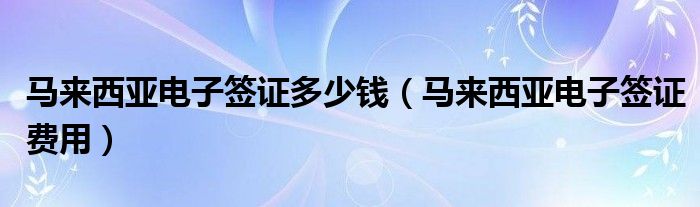 马来西亚电子签证多少钱（马来西亚电子签证费用）