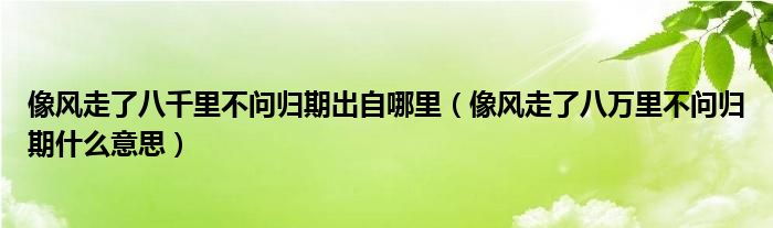 像风走了八千里不问归期出自哪里（像风走了八万里不问归期什么意思）