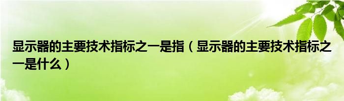 显示器的主要技术指标之一是指（显示器的主要技术指标之一是什么）