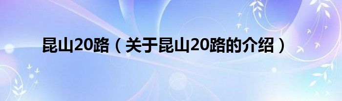 昆山20路（关于昆山20路的介绍）