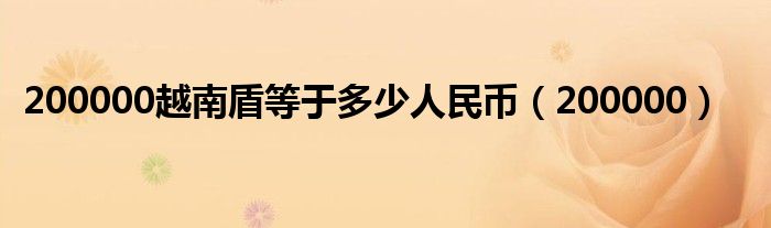 200000越南盾等于多少人民币（200000）