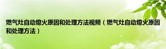 燃气灶自动熄火原因和处理方法视频（燃气灶自动熄火原因和处理方法）