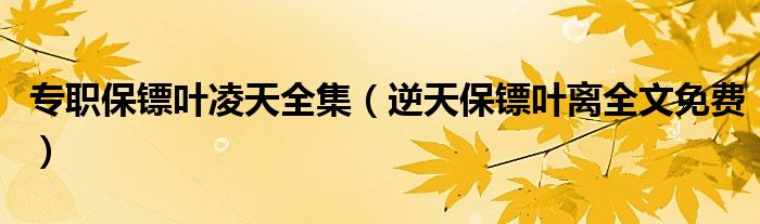 专职保镖叶凌天全集（逆天保镖叶离全文免费）