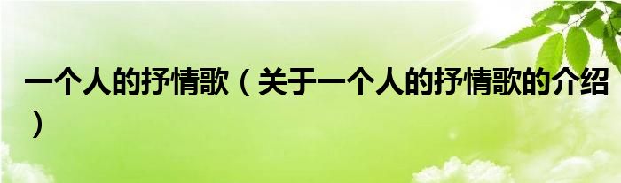 一个人的抒情歌（关于一个人的抒情歌的介绍）