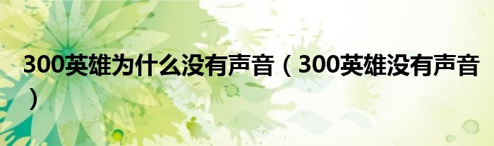 300英雄为什么没有声音（300英雄没有声音）