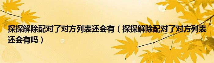 探探解除配对了对方列表还会有（探探解除配对了对方列表还会有吗）