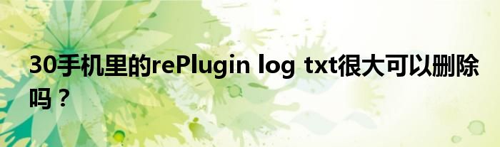 30手机里的rePlugin log txt很大可以删除吗？