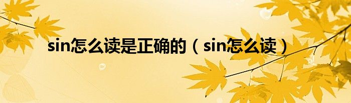 sin怎么读是正确的（sin怎么读）