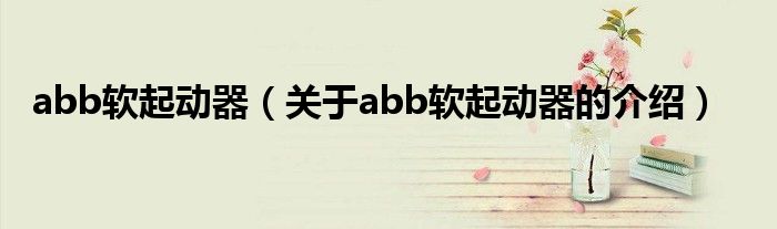 abb软起动器（关于abb软起动器的介绍）