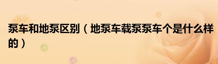 泵车和地泵区别（地泵车载泵泵车个是什么样的）