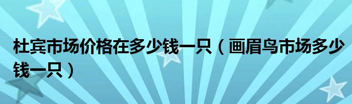 杜宾市场价格在多少钱一只（画眉鸟市场多少钱一只）