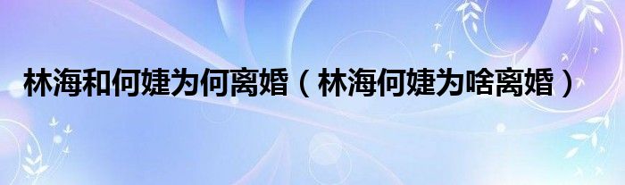 林海和何婕为何离婚（林海何婕为啥离婚）