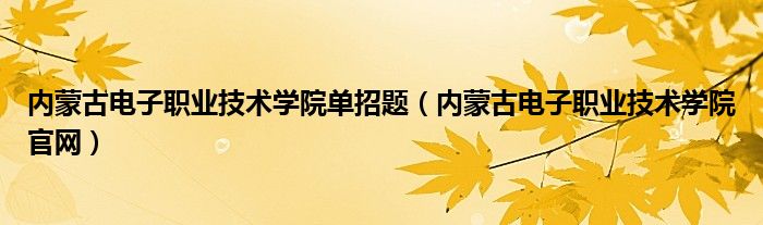 内蒙古电子职业技术学院单招题（内蒙古电子职业技术学院官网）