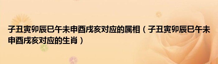 子丑寅卯辰巳午未申酉戌亥对应的属相（子丑寅卯辰巳午未申酉戌亥对应的生肖）