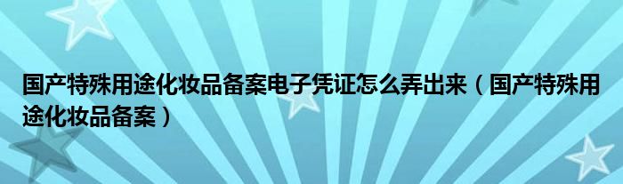 国产特殊用途化妆品备案电子凭证怎么弄出来（国产特殊用途化妆品备案）