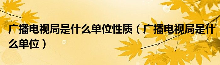 广播电视局是什么单位性质（广播电视局是什么单位）