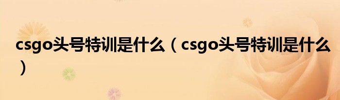 csgo头号特训是什么（csgo头号特训是什么）