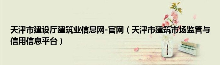 天津市建设厅建筑业信息网-官网（天津市建筑市场监管与信用信息平台）