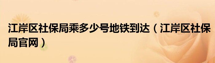 江岸区社保局乘多少号地铁到达（江岸区社保局官网）