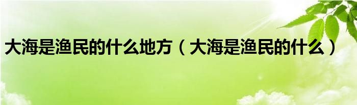 大海是渔民的什么地方（大海是渔民的什么）