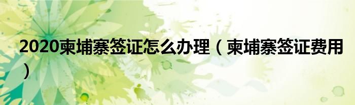 2020柬埔寨签证怎么办理（柬埔寨签证费用）