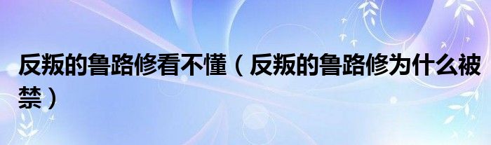 反叛的鲁路修看不懂（反叛的鲁路修为什么被禁）