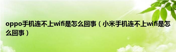 oppo手机连不上wifi是怎么回事（小米手机连不上wifi是怎么回事）