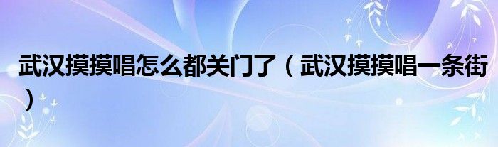 武汉摸摸唱怎么都关门了（武汉摸摸唱一条街）